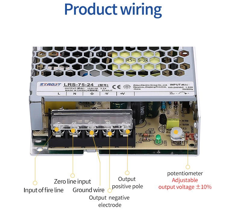 Smps 5v 12v 24v 75w adjustable dc switching mode power supply