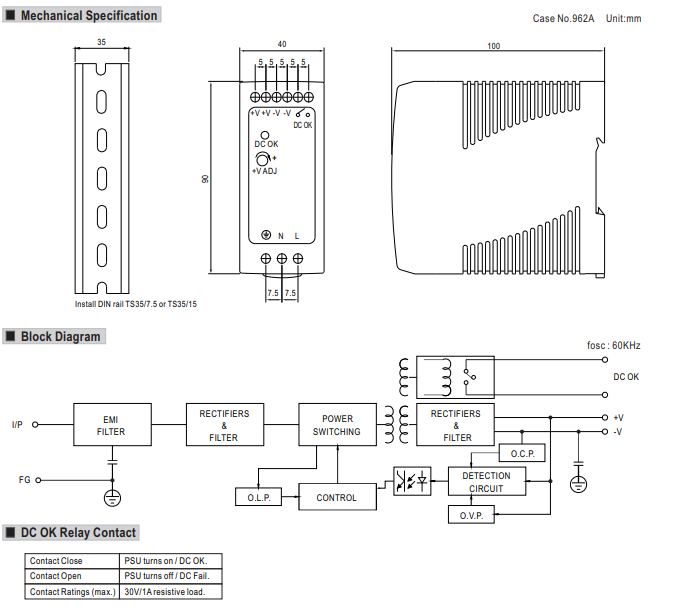 MDR-40-24 LED Driver Din Rail 5V 6A 12V 3.3A 15V 1.7A 24V 0.83A Fuente Conmutada Switching Power Supply
