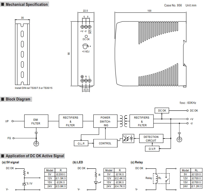 Manufacture Dc Output 20w 5v 12v 15v 24v Mdr-20-24 24v Smps Din Rail Switching Power Supply
