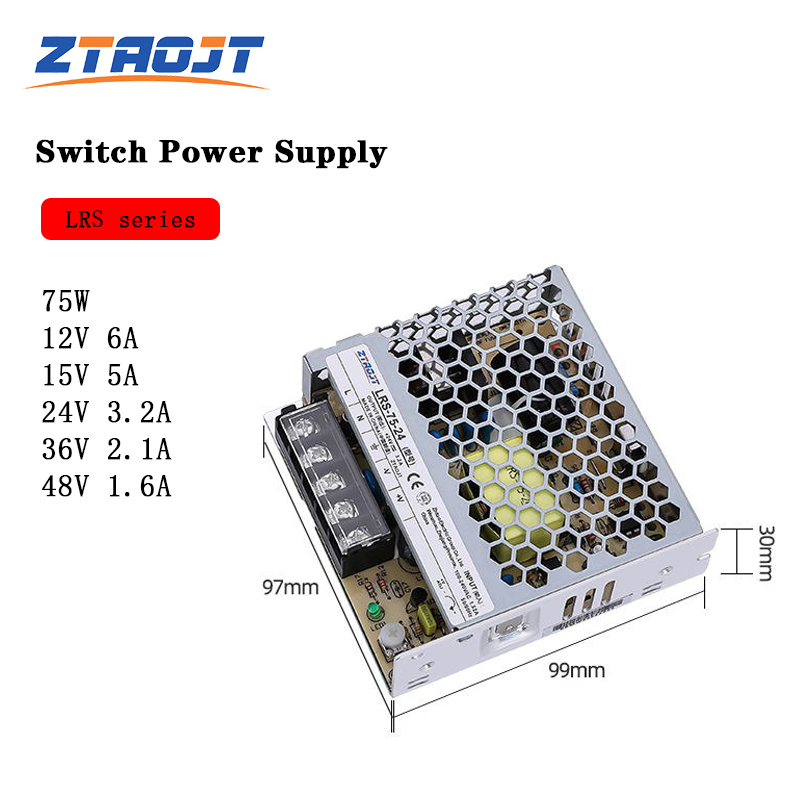 Smps 5v 12v 24v 75w adjustable dc switching mode power supply