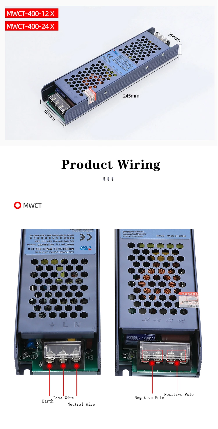 CT-100-24G 100W 24V DC Led Lighting Smps Strip Light Box Power Supply