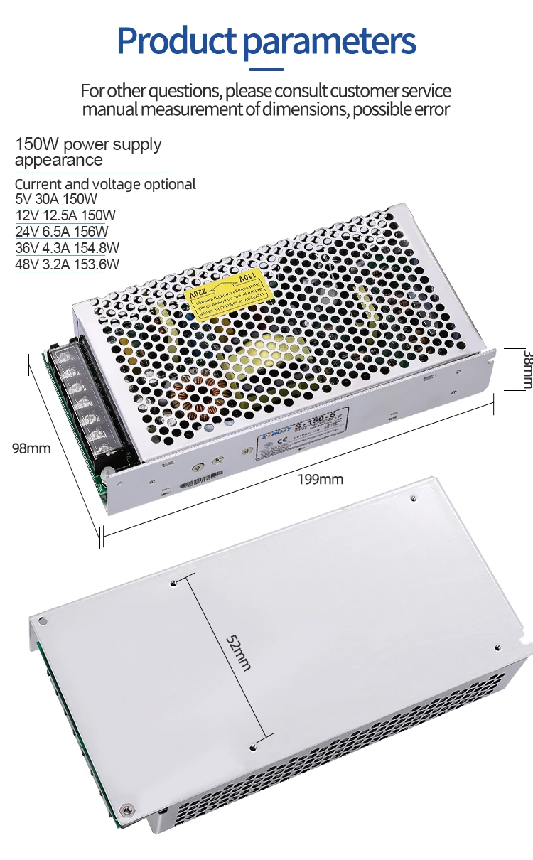 150W 12V 12.5A Single Output LED Switching Power Supply For 3D Printer