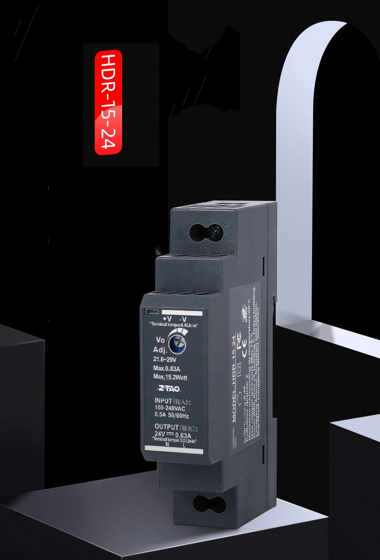 Hdr-15-24 15w Small Volume Rail Type 24v 0.63a Switching Power Supply