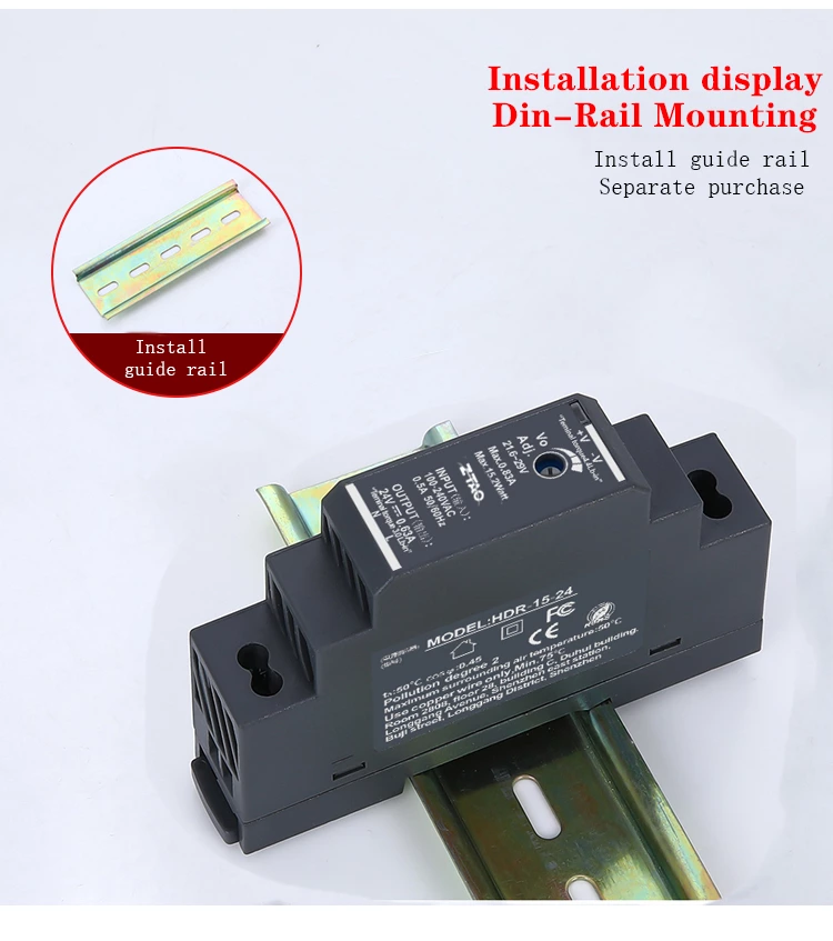 Hdr-15-24 15w Small Volume Rail Type 24v 0.63a Switching Power Supply