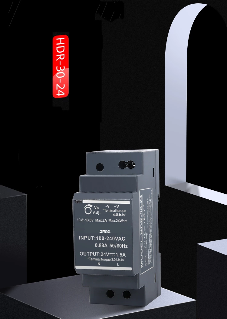 HDR-30 36w 5v 12v 24v 1.5A Din Rail Dc Constant Voltage Switching Power Supply