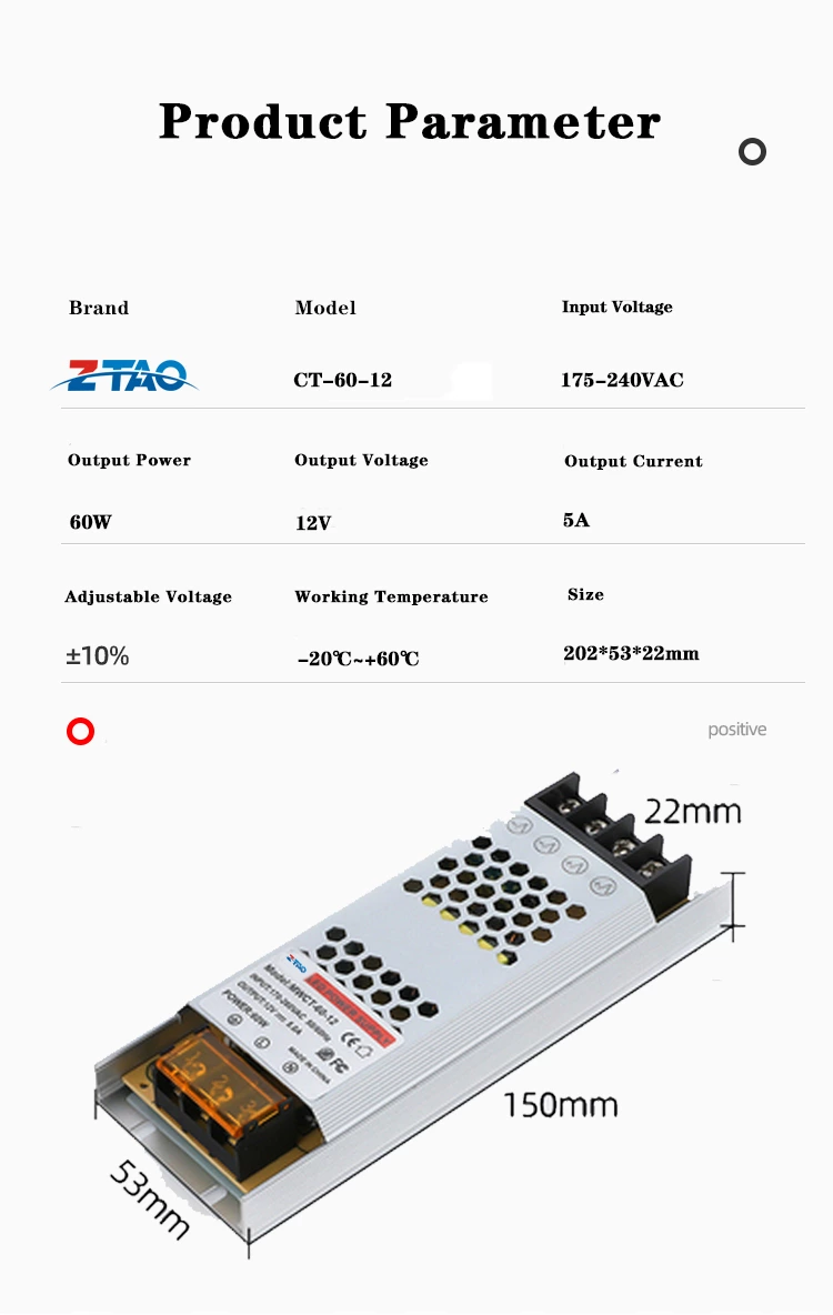 Dc Power Supply 60w Dc Transformer 12v Light Strip Switch  Power Supply