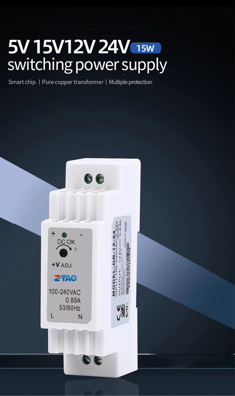 DIN Rail AC/DC 24V 15W 0.625A Led Driver Switching Mode Power Supply for Led