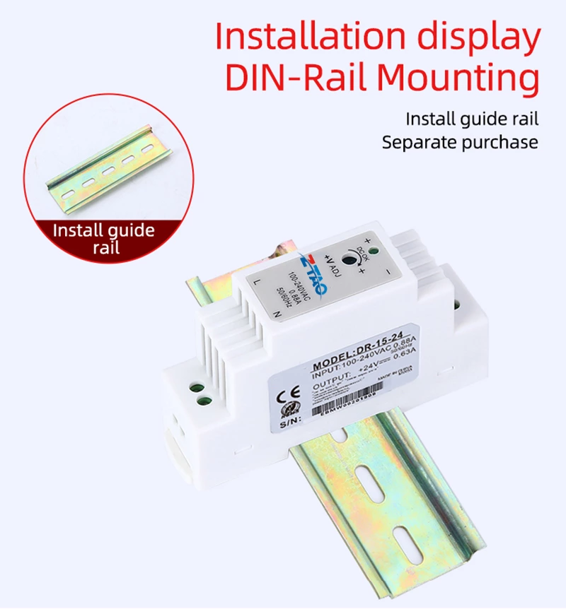 DIN Rail AC/DC 24V 15W 0.625A Led Driver Switching Mode Power Supply for Led