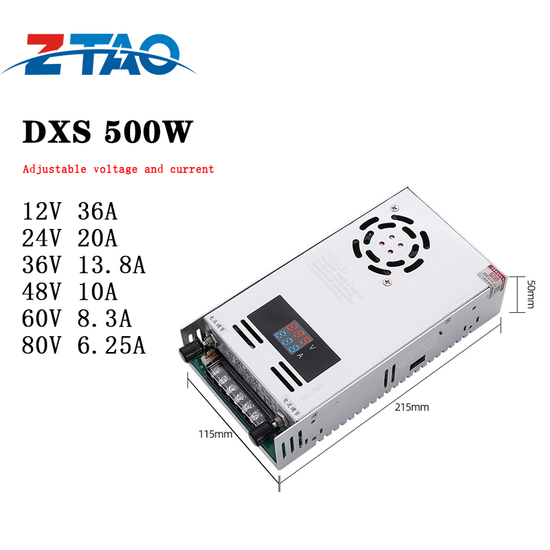 DXS-500-24 24V Adjustable Voltage and current 12V 48V 500W Stabilization Digital Dc Power Supply