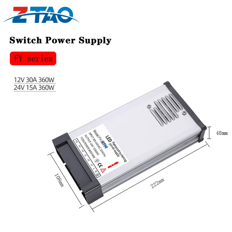 FY-360-12 360W 24V LED Light Driver Rain Proof Switching Power Supply for Outdoors