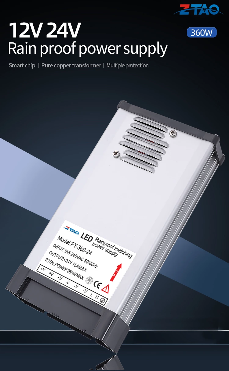 FY-360-12 360W 24V LED Light Driver Rain Proof Switching Power Supply for Outdoors