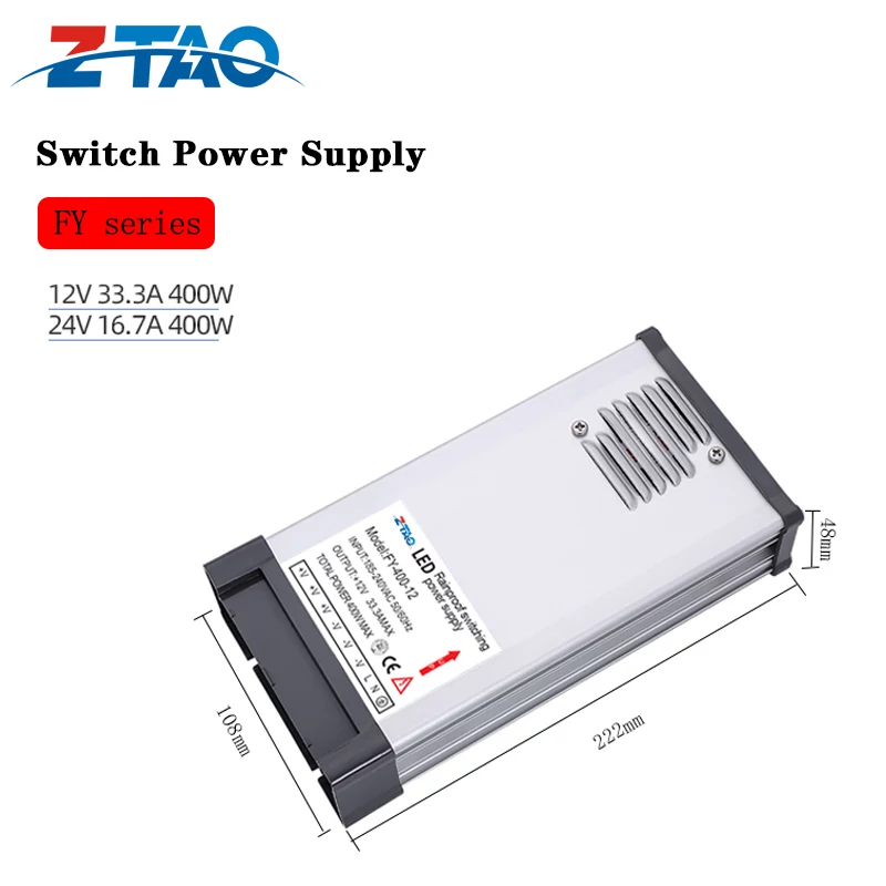 Fy-400-24 Rainproof Power Supply 400w 33.3A Smps Ac to Dc12v 24v 400 Watt Outdoor Led Switching Power Supply