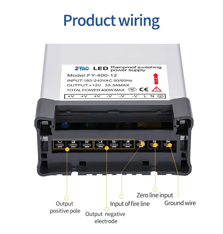 Fy-400-24 Rainproof Power Supply 400w 33.3A Smps Ac to Dc12v 24v 400 Watt Outdoor Led Switching Power Supply