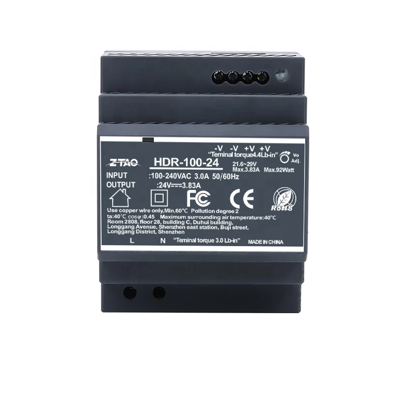 HDR-100-24 Single output 24V 4.2A 12V 8.33A 100W AC DC Switching Power Supply