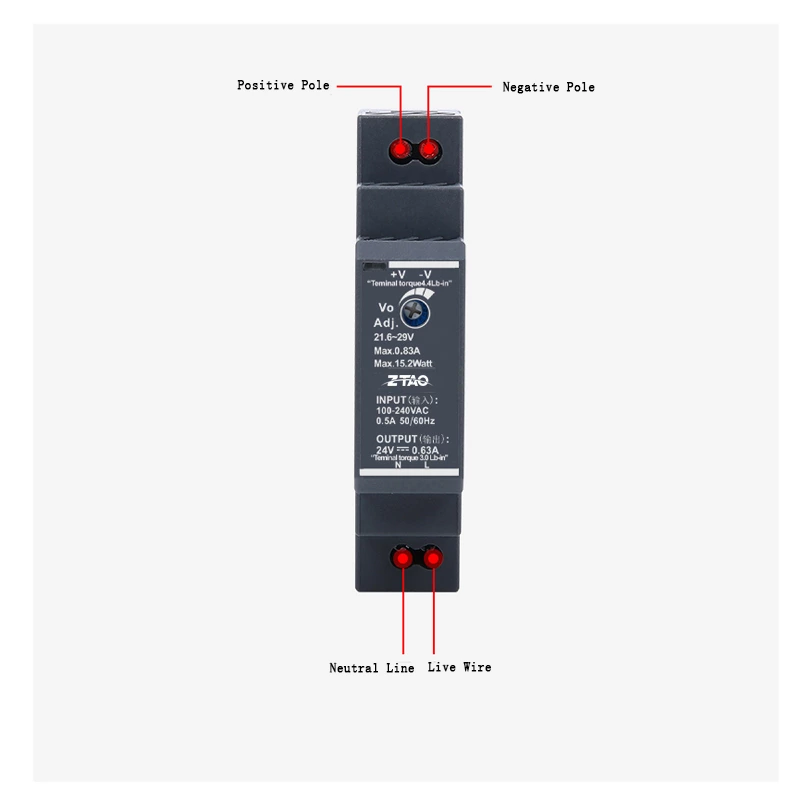 Hdr-15-24 15w Small Volume Rail Type 24v 0.63a Switching Power Supply