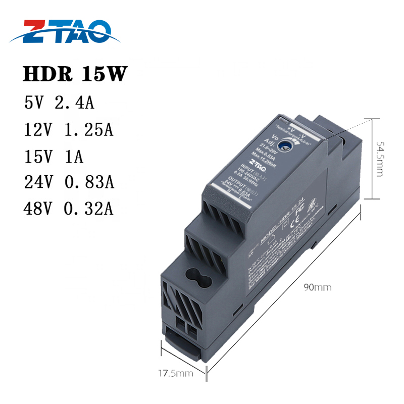 Hdr-15-24 15w Small Volume Rail Type 24v 0.63a Switching Power Supply