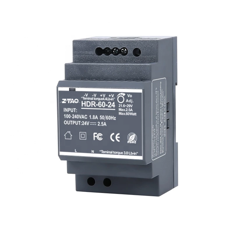 Smps 12v 5a 24v 2.5a Hdr-60-24 60w Ac Dc Switching Power Supply for Led Driver