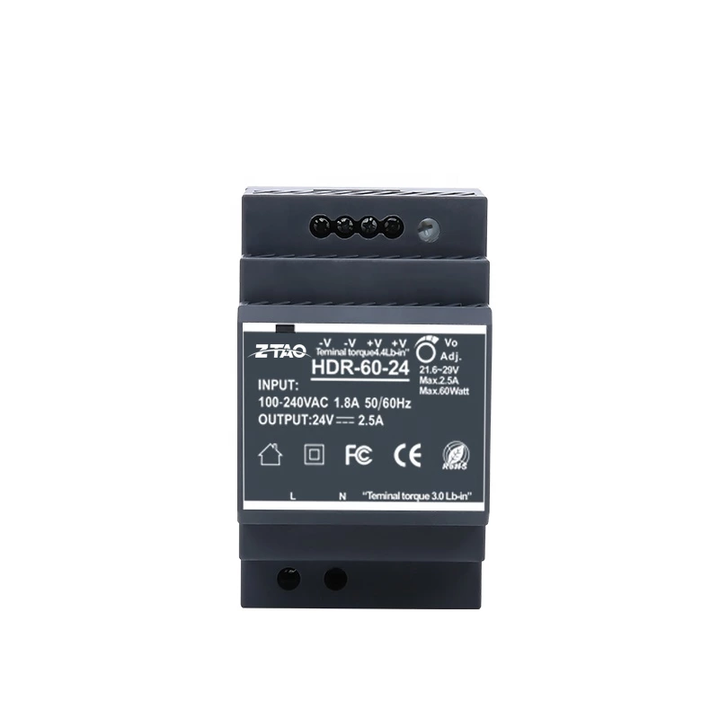 Smps 12v 5a 24v 2.5a Hdr-60-24 60w Ac Dc Switching Power Supply for Led Driver