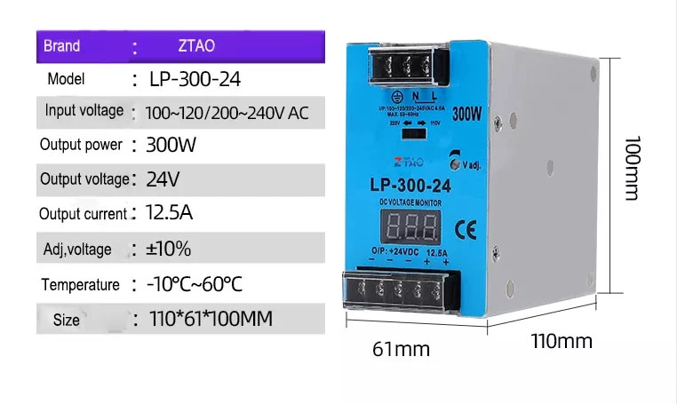 LP series Ac Dc 5V 12V 24V Din Rail Power Supply 25w 50w 100w 4.2A Switching Power Supply