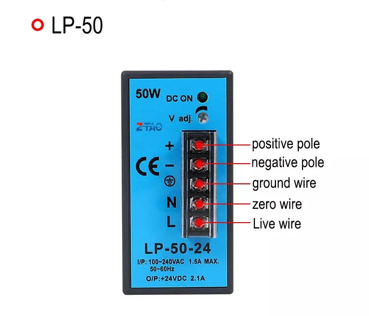 LP series Ac Dc 5V 12V 24V Din Rail Power Supply 25w 50w 100w 4.2A Switching Power Supply
