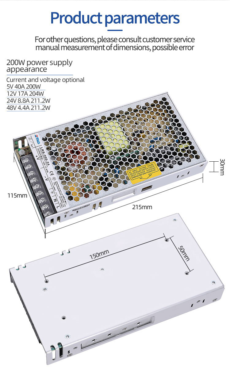 Single Output 200w 24V 5v 40a DC Electronic Led Switching Mode Power Supply