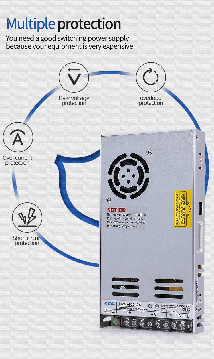 LRS Series PSU AC to DC 24v 16.6A 400w Switching Power Supply for Automation Equipment.