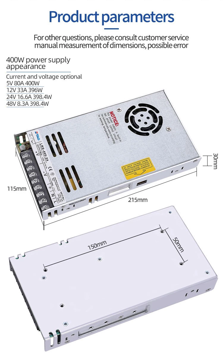 LRS Series PSU AC to DC 24v 16.6A 400w Switching Power Supply for Automation Equipment.