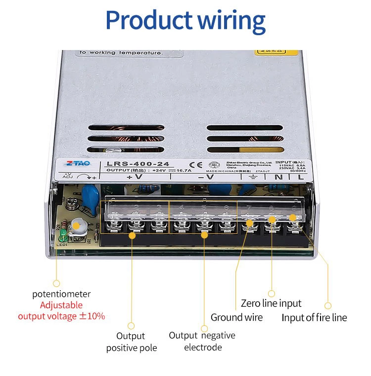 LRS Series PSU AC to DC 24v 16.6A 400w Switching Power Supply for Automation Equipment.
