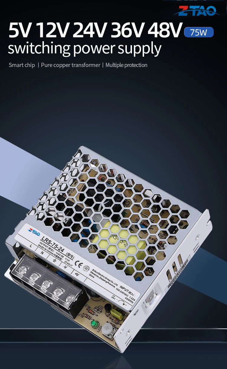 Manufacture Lrs-75-12 Ac-dc 75w 12v 6A Thin Switch Power Supply for CCTV Camera