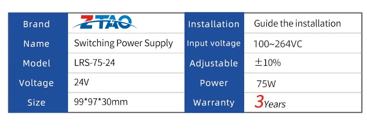 Manufacture Lrs-75-12 Ac-dc 75w 12v 6A Thin Switch Power Supply for CCTV Camera