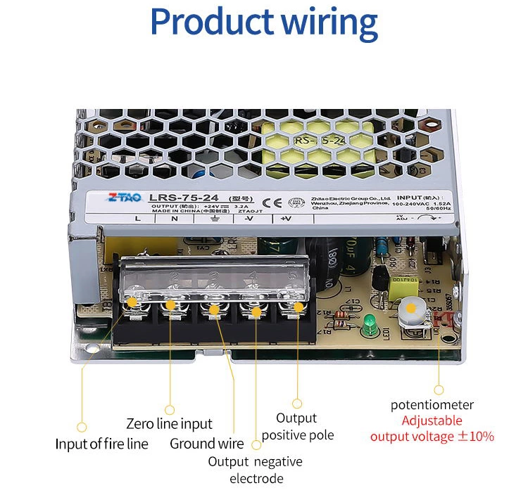 Manufacture Lrs-75-12 Ac-dc 75w 12v 6A Thin Switch Power Supply for CCTV Camera