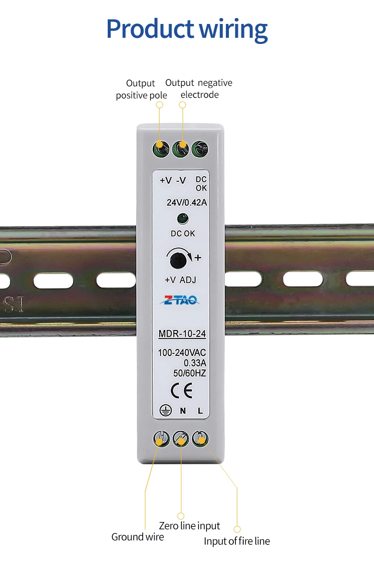 10w Smps 12 volt Din Rail Power Supply Mdr-10-24 Ac to Dc 12v 24v Industrial Switching Power Supply