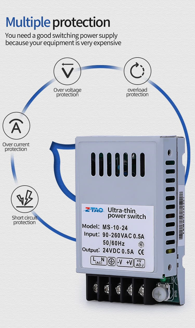Ms-10-24  5v 2a 12v 0.84a 24v 0.42a 36v 0.28a 48v 0.21a 10w Mini Size Dc Switching Power Supply for Led