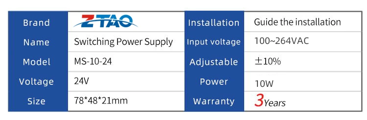 Ms-10-24  5v 2a 12v 0.84a 24v 0.42a 36v 0.28a 48v 0.21a 10w Mini Size Dc Switching Power Supply for Led