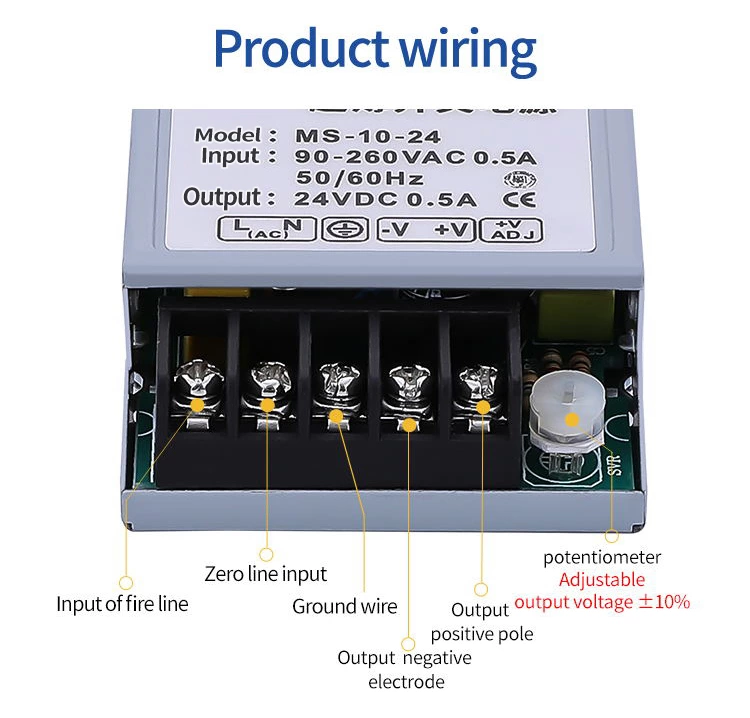 Ms-10-24  5v 2a 12v 0.84a 24v 0.42a 36v 0.28a 48v 0.21a 10w Mini Size Dc Switching Power Supply for Led