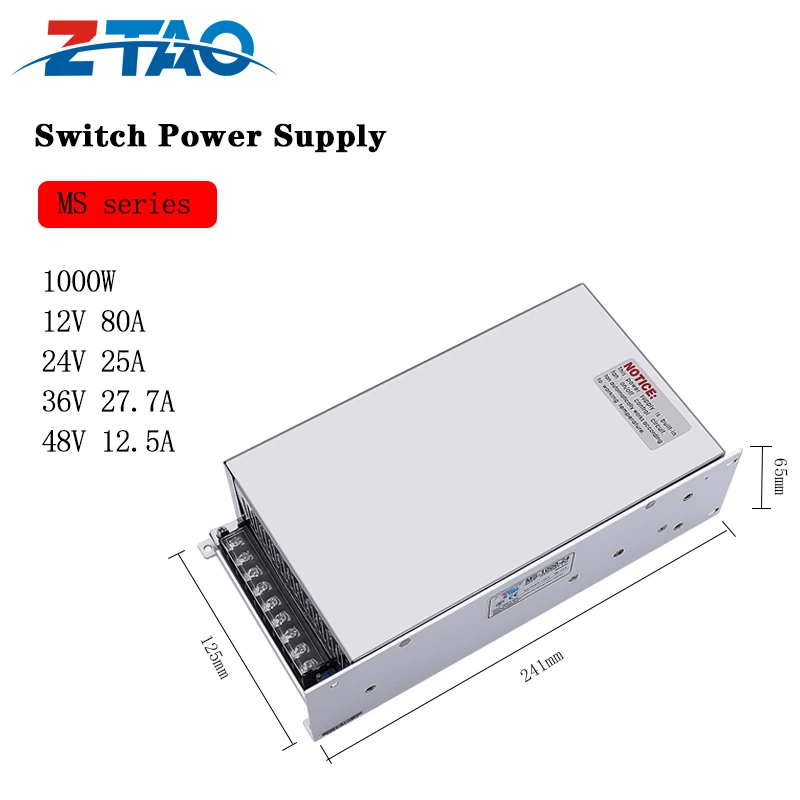 Ms-1000-24 1000w 24v 40a 36V 28A 48V 21A  Dc Led Switching Power Supply for Cctv Camera