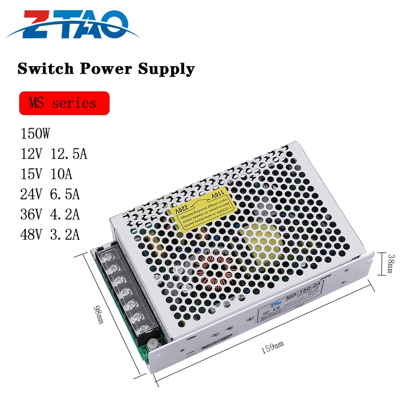 MS-150-24 150W 12v 12.5a  24V 6.5A AC DC Ms Size Led Switch Mode Power Supply