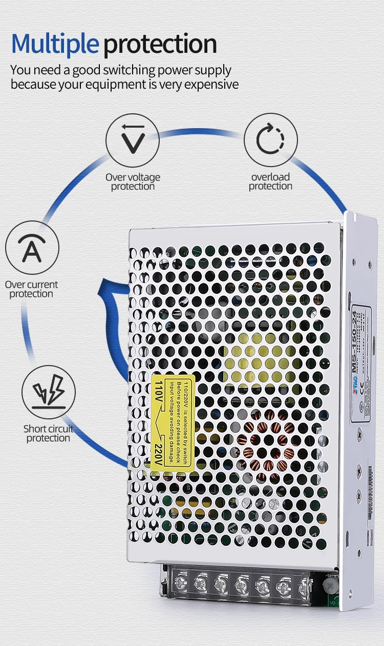 MS-150-24 150W 12v 12.5a  24V 6.5A AC DC Ms Size Led Switch Mode Power Supply