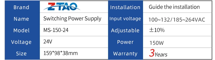 MS-150-24 150W 12v 12.5a  24V 6.5A AC DC Ms Size Led Switch Mode Power Supply