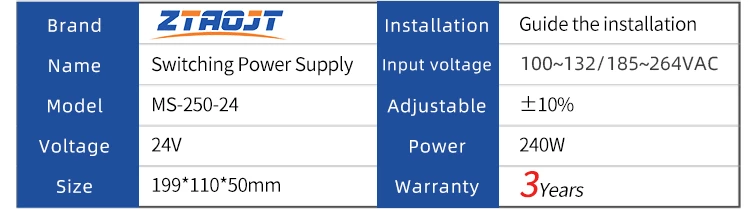 Ms-250-24 5v 40a 12v 20a 24v 10a 250w Switching Power Supply for 3d Printer