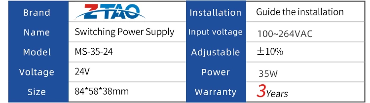 Single Output 35W Led Driver Power Source Ac to Dc 24V 1.5A 12V 3A Switching Power Supply