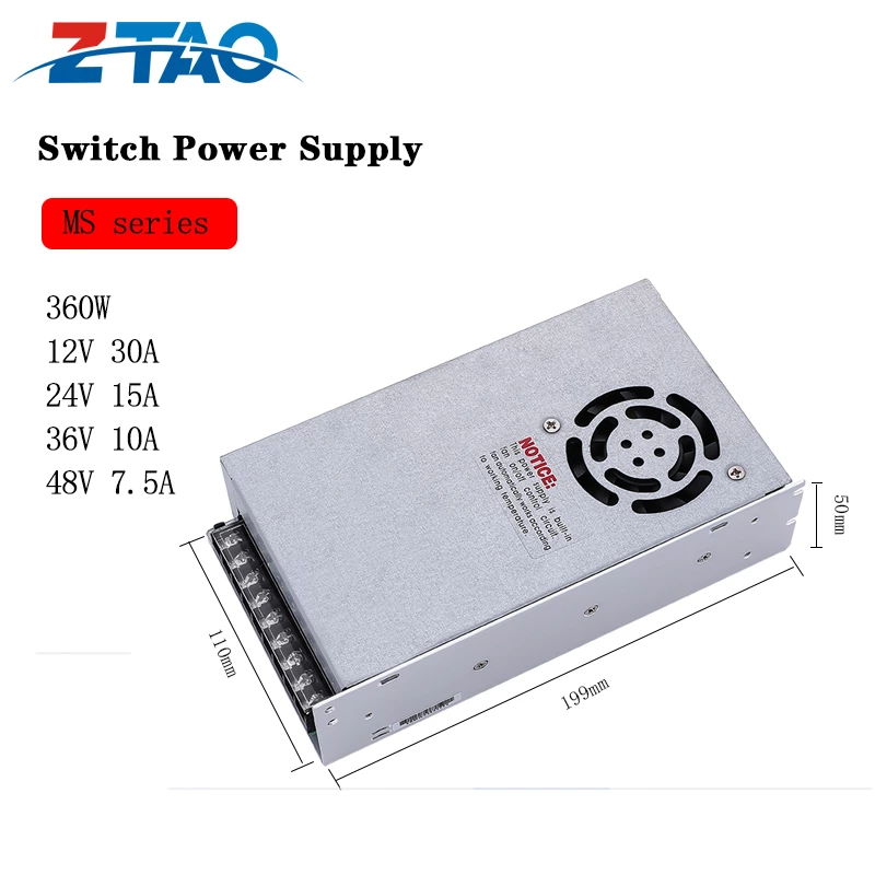 MS-360-24 12v 30a 360w 24vdc 24V 15A Led Switching Power Supply for Industrial Control
