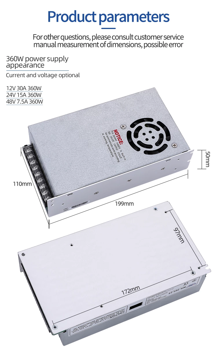 MS-360-24 12v 30a 360w 24vdc 24V 15A Led Switching Power Supply for Industrial Control
