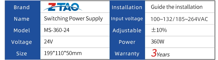 MS-360-24 12v 30a 360w 24vdc 24V 15A Led Switching Power Supply for Industrial Control