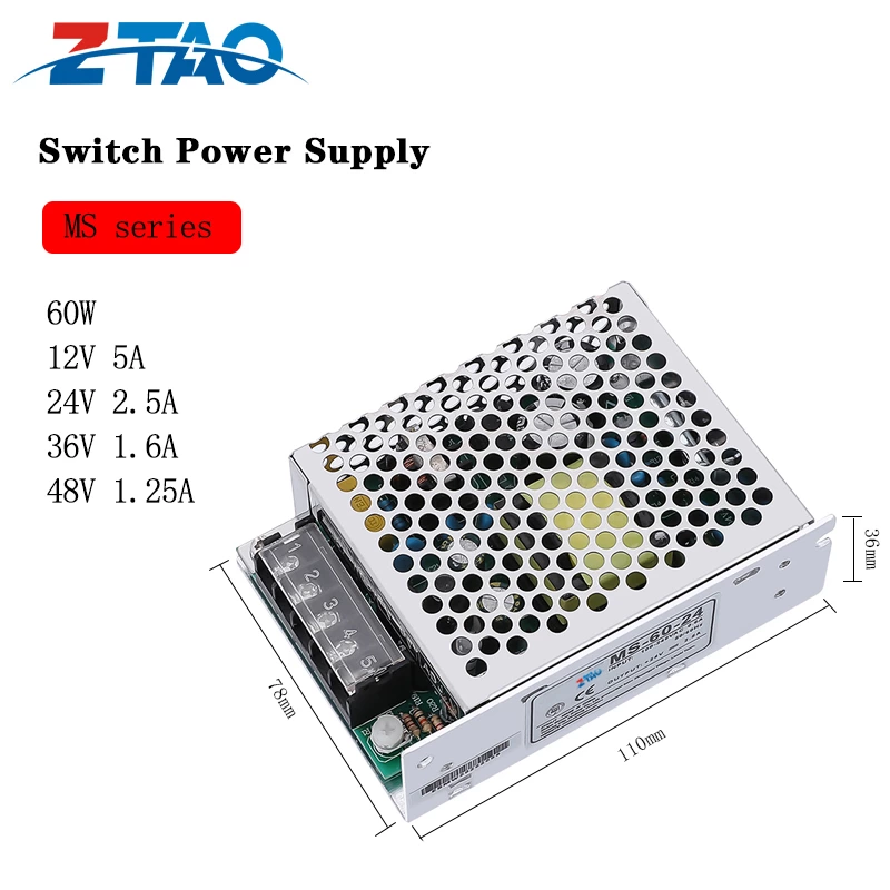 Ms-60-24 60w 24v 2.5a 24vdc 2.5 Amps Mini Size 12V 5A Switching Dc Power Supply for Led