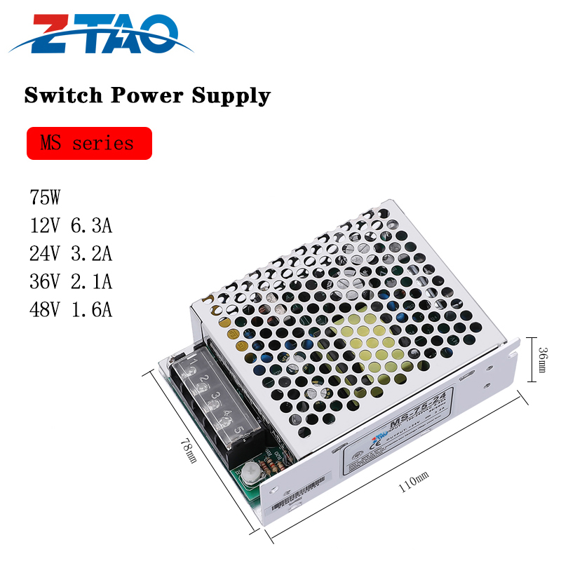 Ms-75-24 24v 75w 3.2a 12V 6.4A 5V 10A Ac to Dc Mini Switching Power Supply