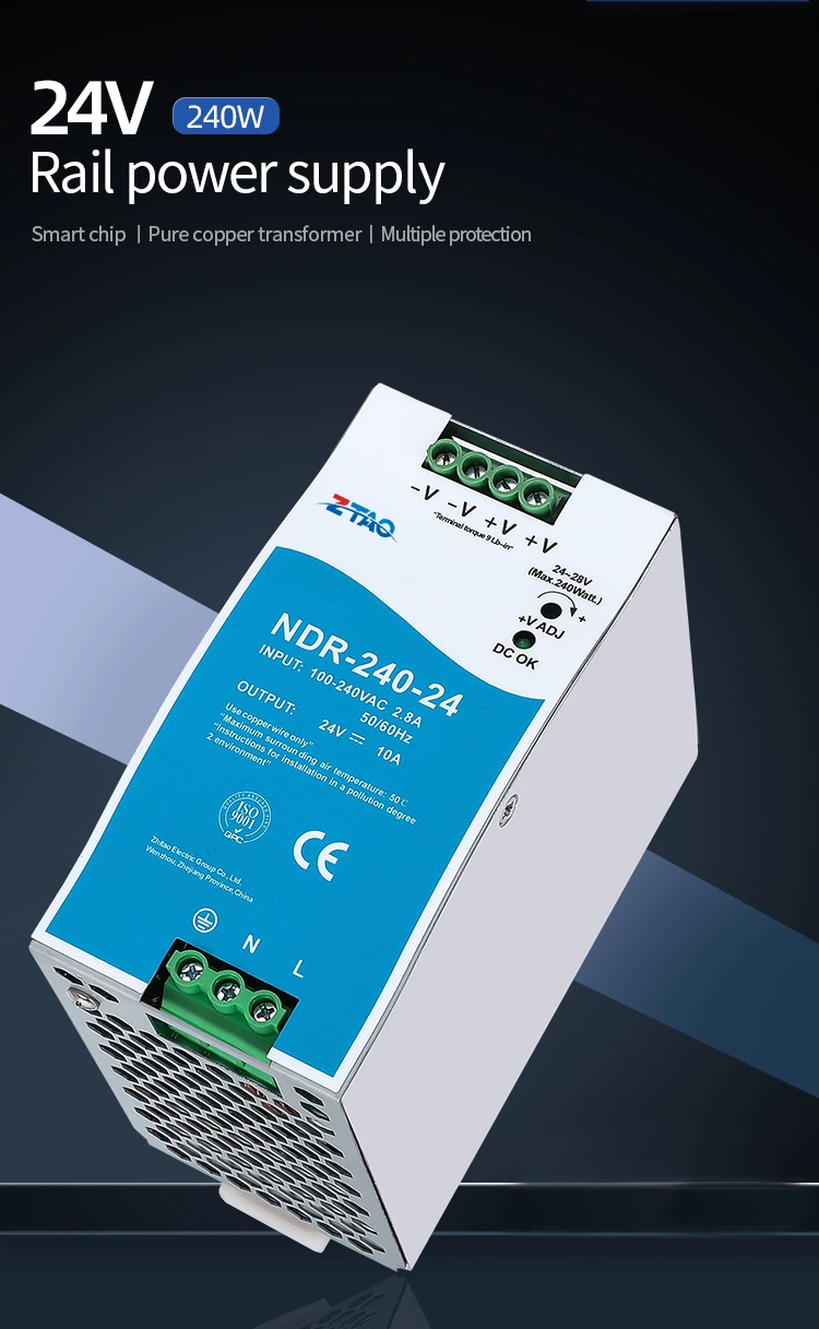 NDR-240-24 240w Din Rail 24v 10A 48v 5A Dc Switching Power Supply for Leds