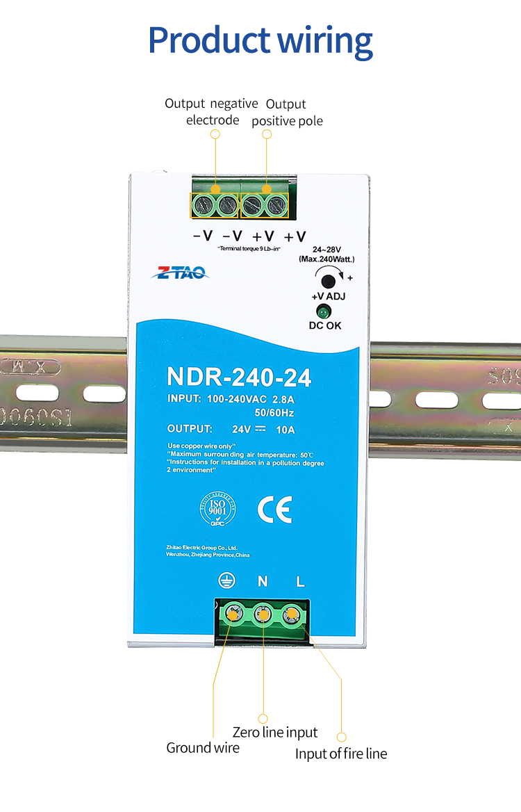 NDR-240-24 240w Din Rail 24v 10A 48v 5A Dc Switching Power Supply for Leds
