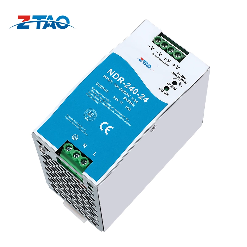 NDR-240-24 240w Din Rail 24v 10A 48v 5A Dc Switching Power Supply for Leds