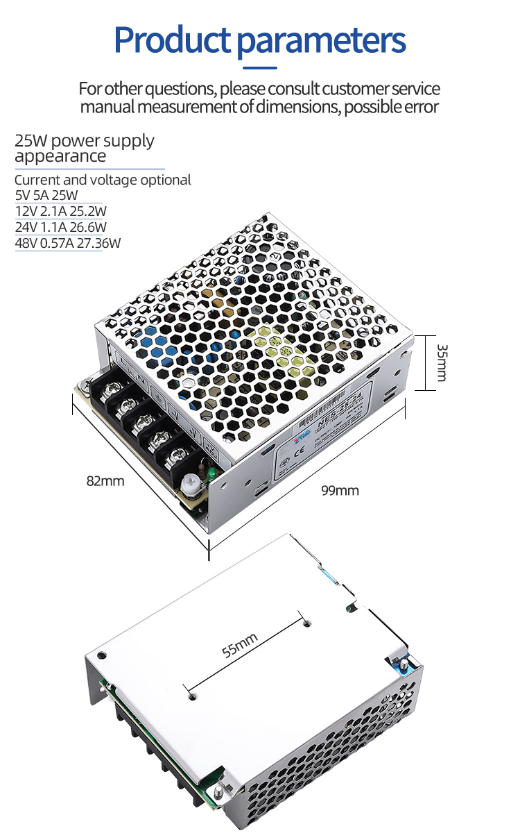 Ac Dc Power Supply 25w 1.1a 2.1a 5a 5v 12v 24v Switch Power Supply for Led CCTV Camera
